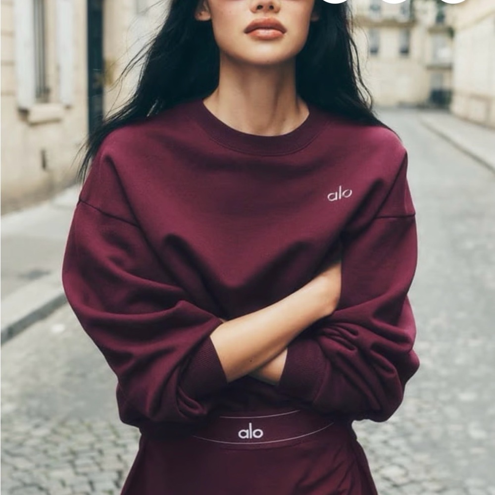 Alo Yoga Accolade Crewneck Burgundy Size Small Sold out Color